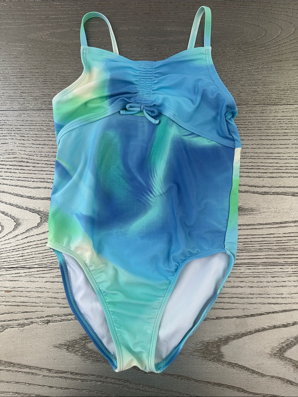 The Children's Place Girl’s Sleeveless Marble Ruched Cut-Out Swimsuit - Size 7/8